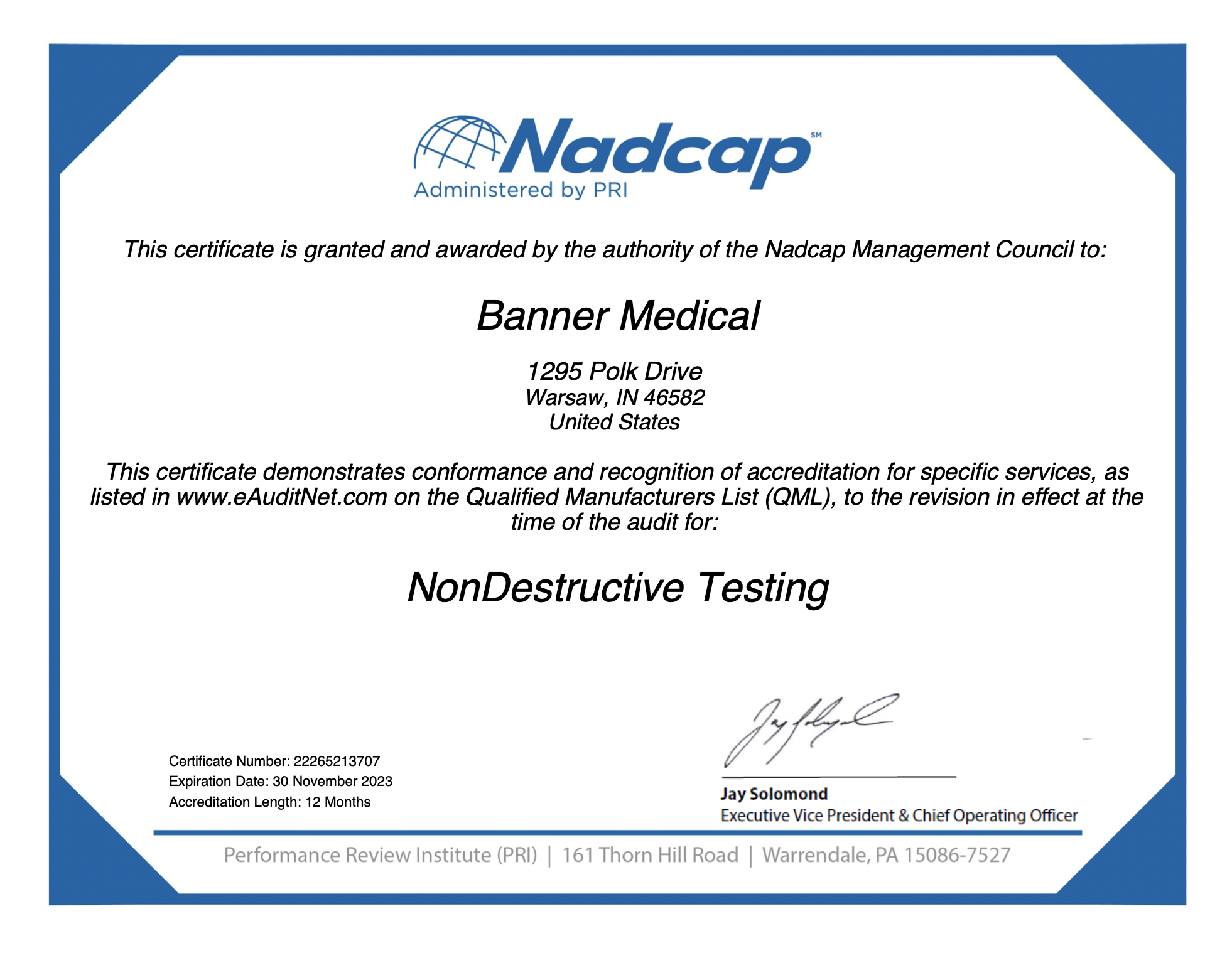 NADCAP certification